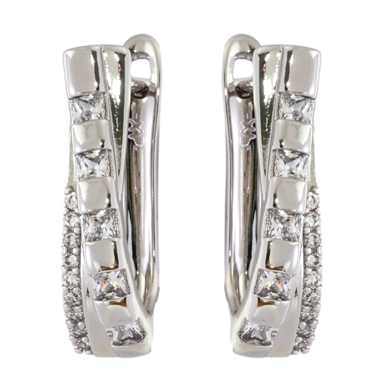 Серьги Xuping Родий английский замок Узор с цирконием фото №1