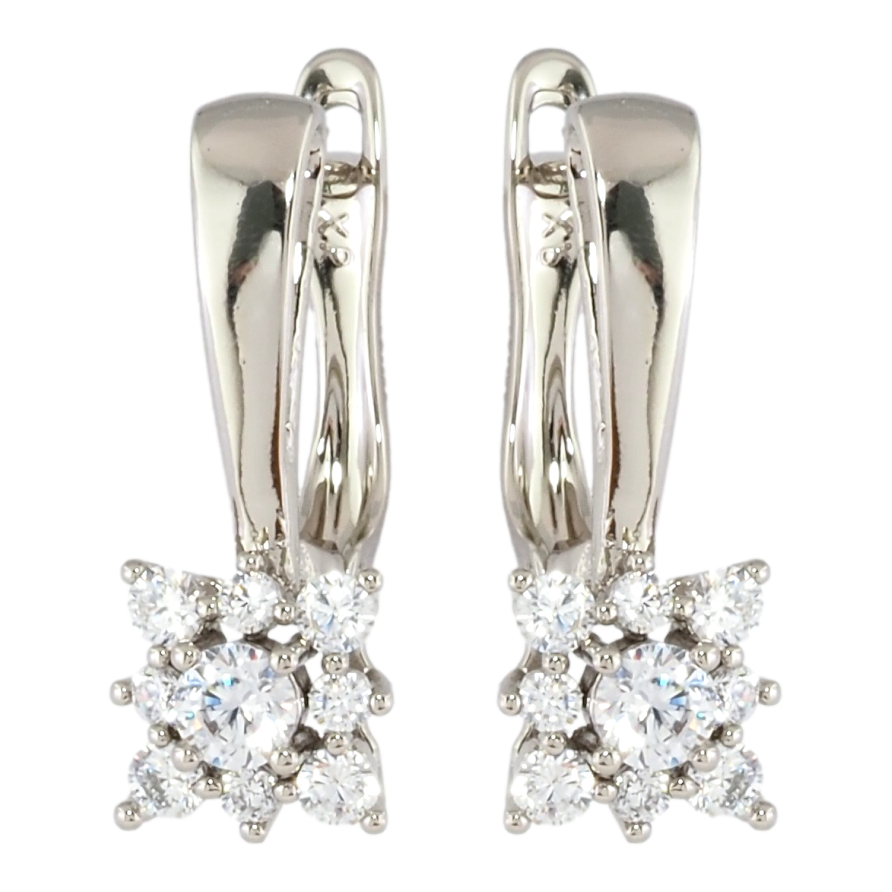 Серьги Xuping Родий английский замок Кристальные цветочки фото №1