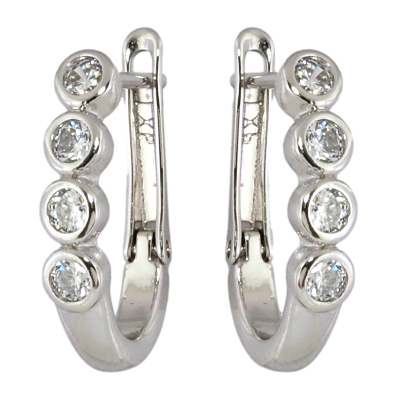 Серьги Xuping Родий английский замок Дорожки циркония фото №1