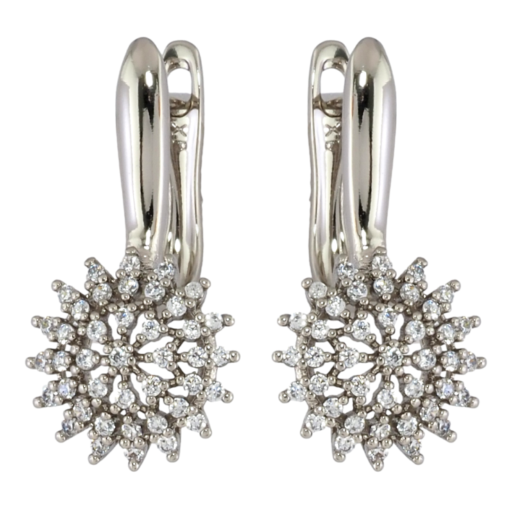 Серьги Xuping Родий английский замок Цветочки с цирконием фото №23