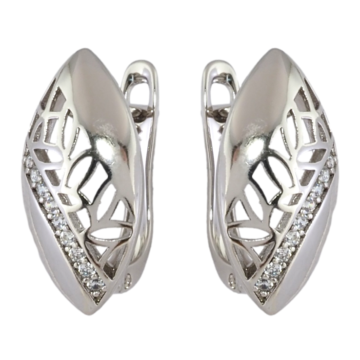 Серьги Xuping Родий английский замок Резной узор с дорожками циркония фото №19
