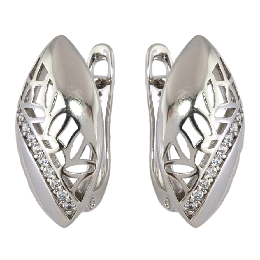 Серьги Xuping Родий английский замок Резной узор с дорожками циркония фото №1
