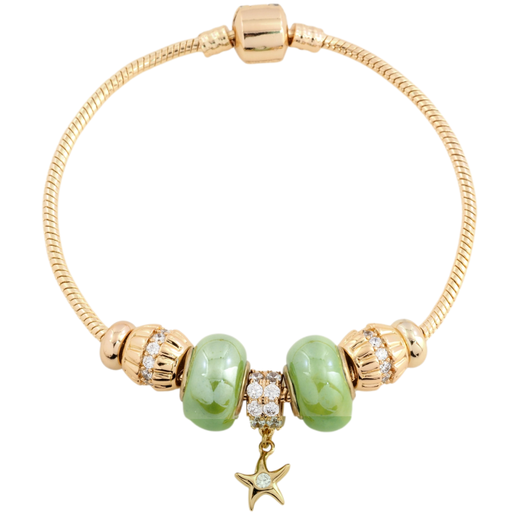 Браслет Xuping Позолота 18K У стилі Pandora Ювелірний шнур з намистинами довжина 21.5см х 3мм фото №21