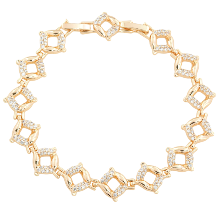 Браслет Xuping M&L Колір 18К Ромбовий візерунок з цирконієм довжина з доп. замком 17,19см х 11мм фото №5