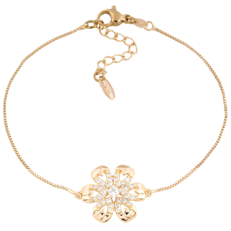 Браслет Xuping M&L Колір 18К Ланцюжок з вставкою квітка довжина з доп. ланцюжком 18-21.5см х 1мм фото №8