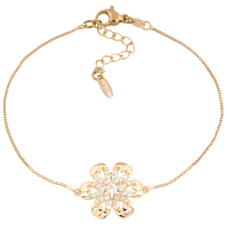 Браслет Xuping M&L Цвет 18К Цепочка с вставкой цветок длина с доп. цепочкой 18-21.5см х 1мм фото №14
