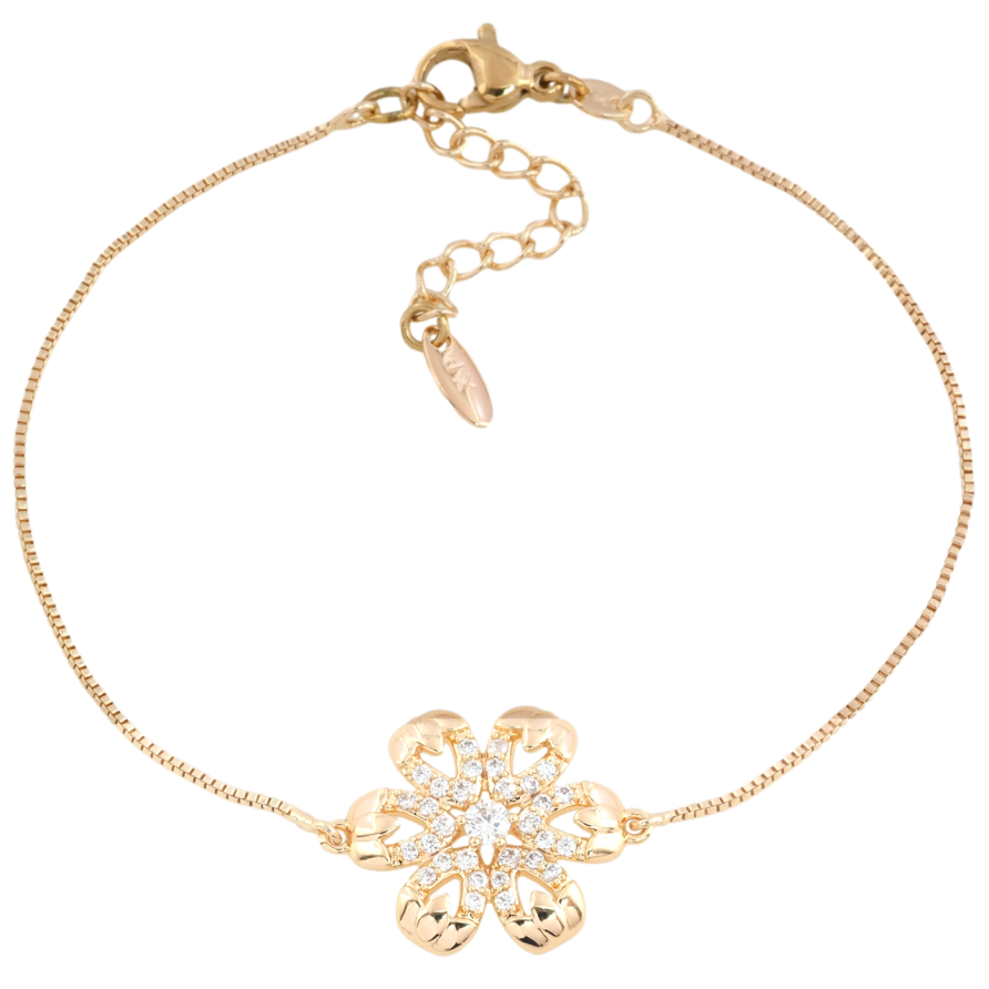 Браслет Xuping M&L Колір 18К Ланцюжок з вставкою квітка довжина з доп. ланцюжком 18-21.5см х 1мм фото №1