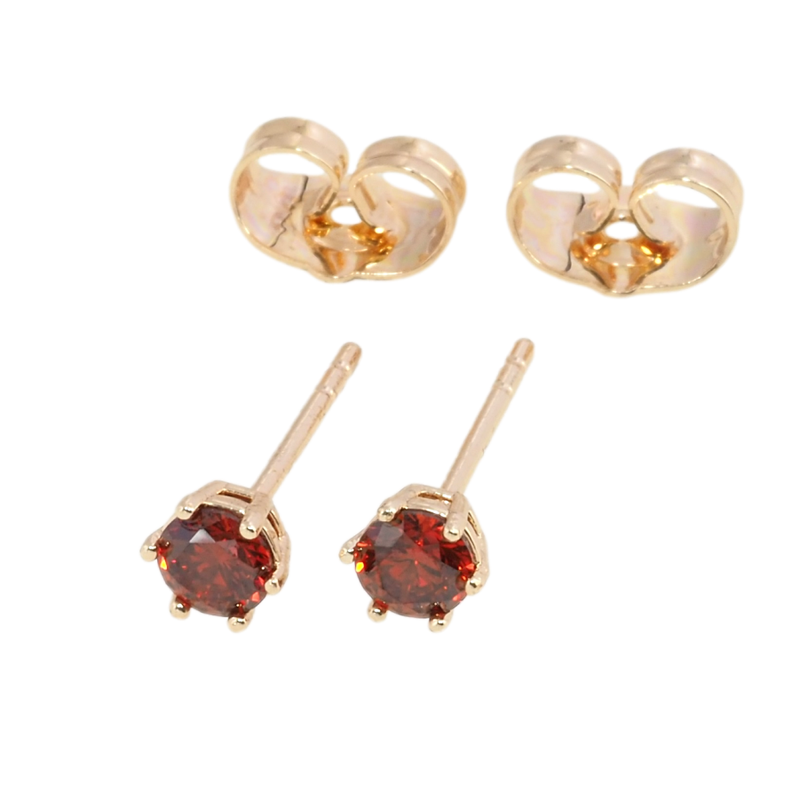 Серьги Xuping M&L Цвет 18K пусеты Красные фианиты в 6-ти крапановой оправе ø 4мм фото №1