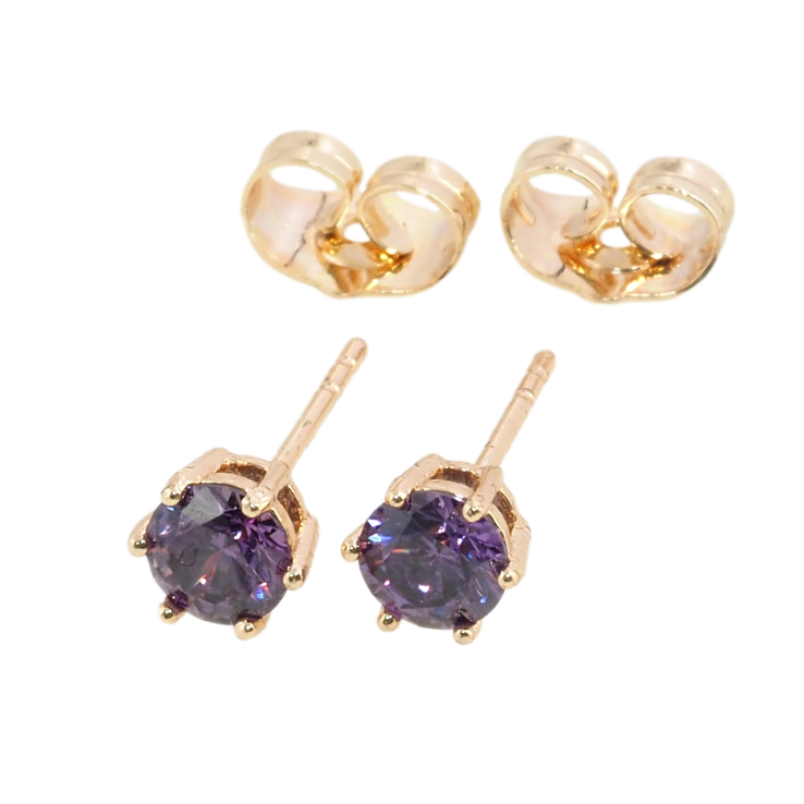 Серьги Xuping M&L Цвет 18K пусеты Сиреневые фианиты в 6-ти крапановой оправе ø 5мм фото №14