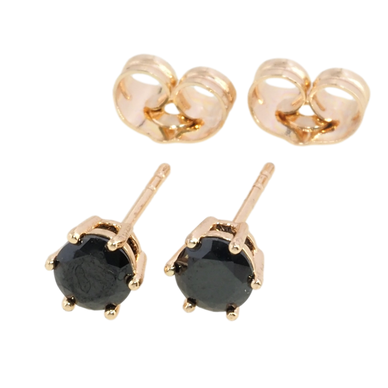 Сережки Xuping M&L Колір 18K пусети Чорні фіаніти в 6-ти крапановій оправі ø 5мм фото №1