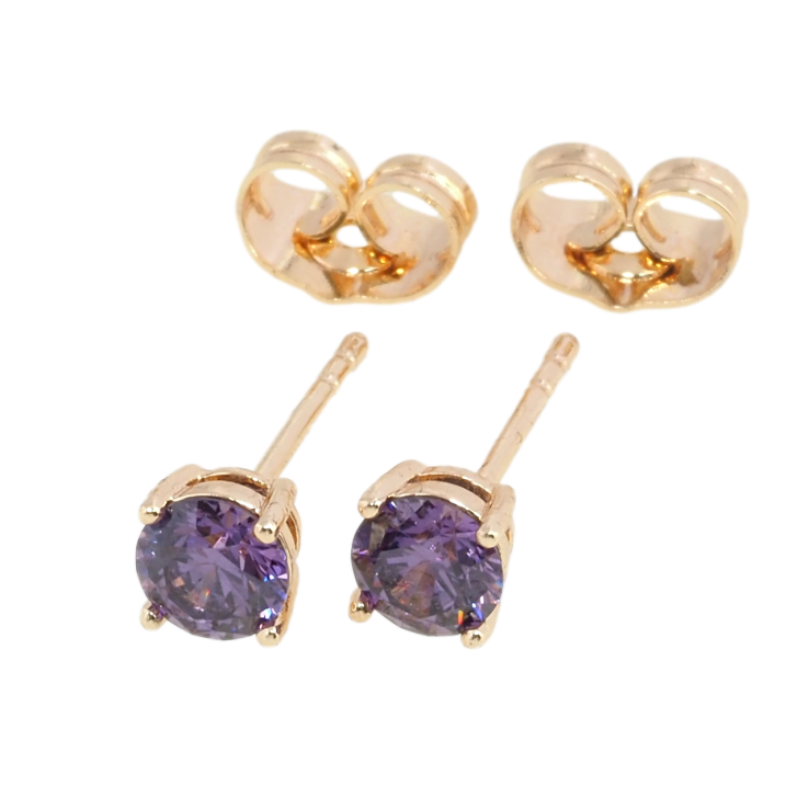 Серьги Xuping M&L Цвет 18K пусеты Сиреневые фианиты в 4-х крапановой оправе ø 5мм фото №15