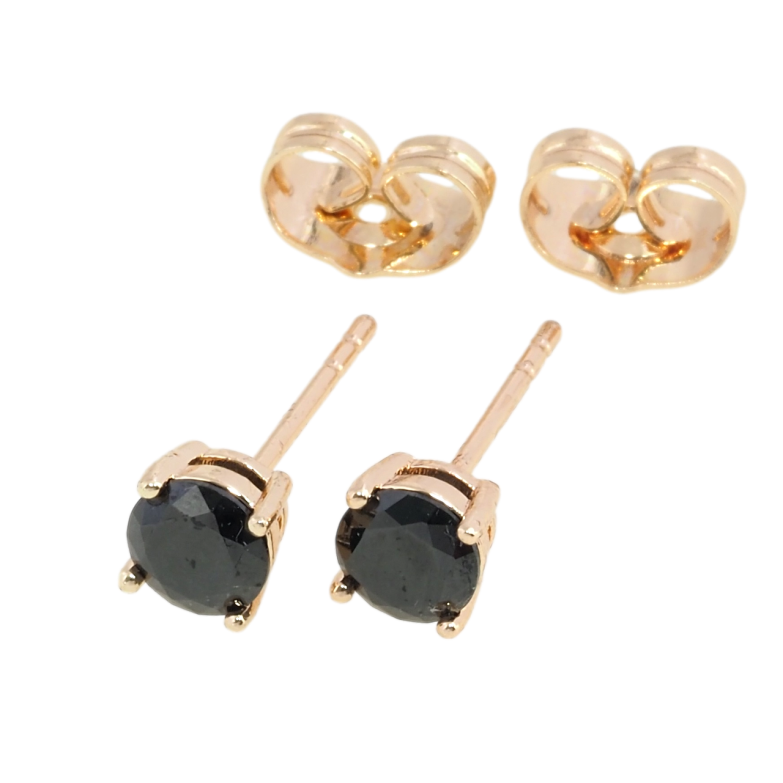 Сережки Xuping M&L Колір 18K пусети Чорні фіаніти в 4-х крапановій оправі ø 5мм фото №1