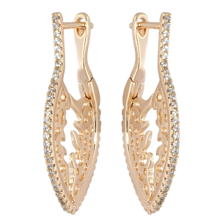 Серьги Xuping M&L Цвет 18K английский замок Боковой резной орнамент с дорожками циркония фото №5