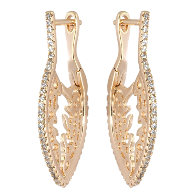 Серьги Xuping M&L Цвет 18K английский замок Боковой резной орнамент с дорожками циркония фото №1