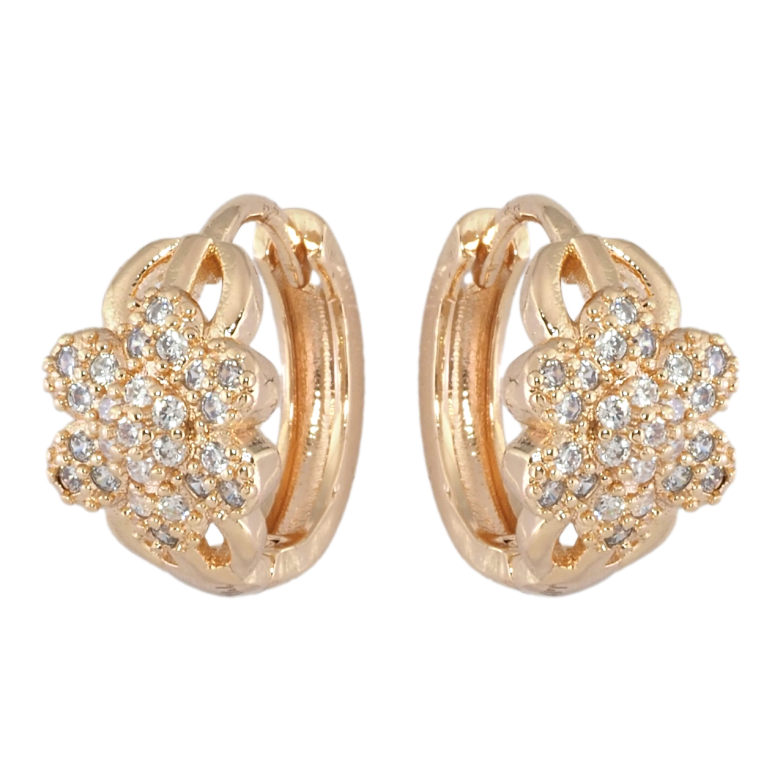 Серьги Xuping M&L Цвет 18K колечки Цветочки с цирконием фото №7