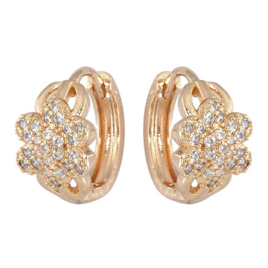 Серьги Xuping M&L Цвет 18K колечки Цветочки с цирконием фото №1