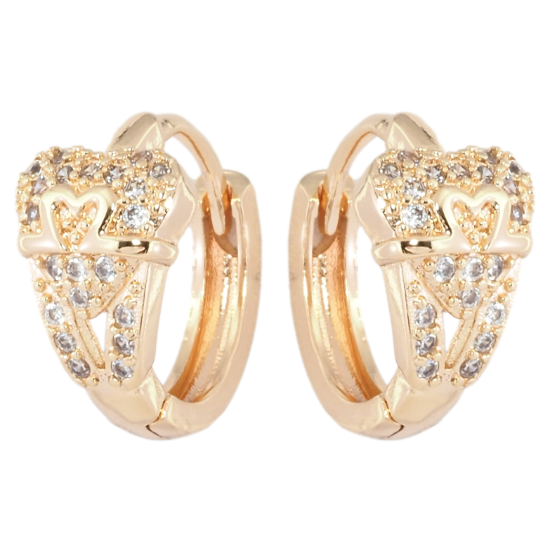 Серьги Xuping M&L Цвет 18K колечки Сердечки с цирконием фото №12