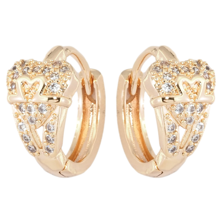 Серьги Xuping M&L Цвет 18K колечки Сердечки с цирконием фото №1