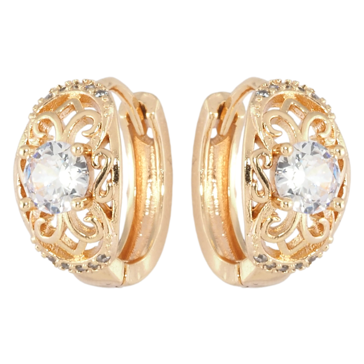 Серьги Xuping M&L Цвет 18K колечки Ажурный узор с цирконием фото №17