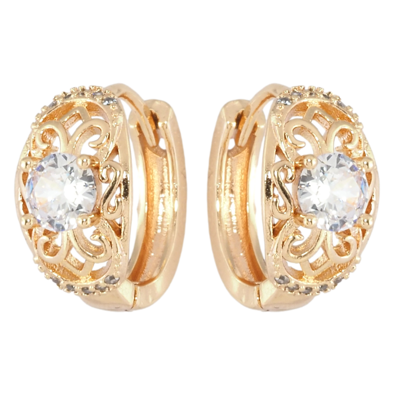 Серьги Xuping M&L Цвет 18K колечки Ажурный узор с цирконием фото №1