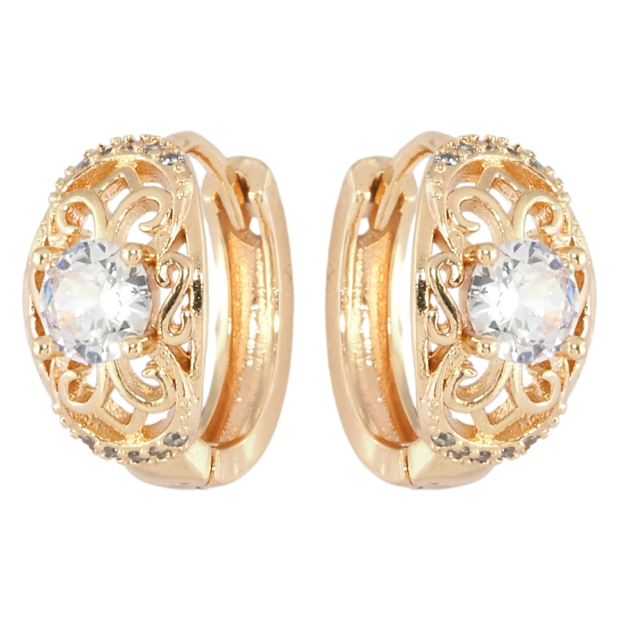 Серьги Xuping M&L Цвет 18K колечки Ажурный узор с цирконием фото №1