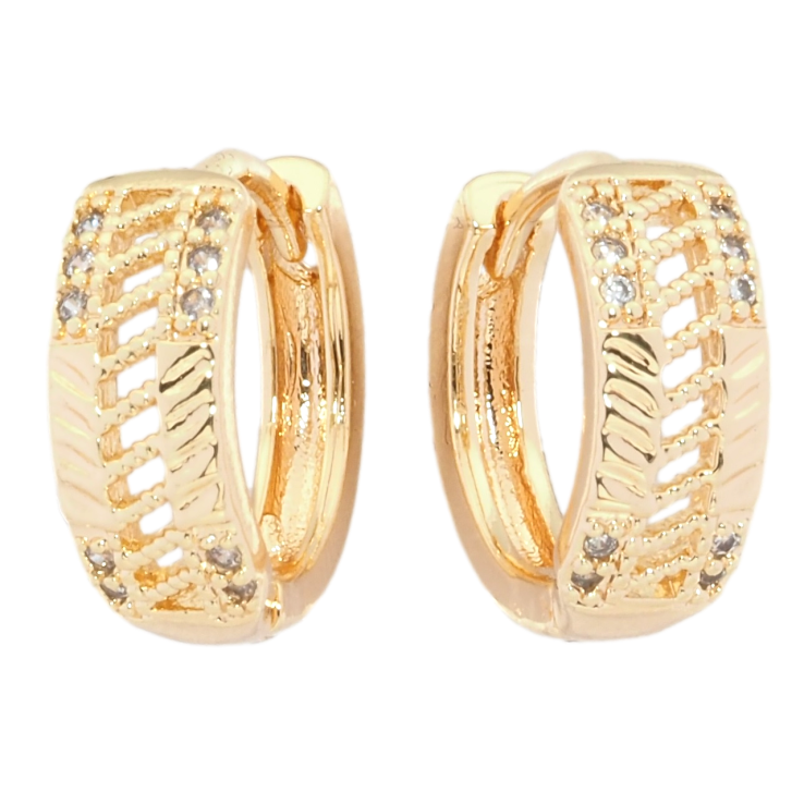 Серьги Xuping M&L Цвет 18K колечки Резной узор с цирконием на одну сторону фото №8