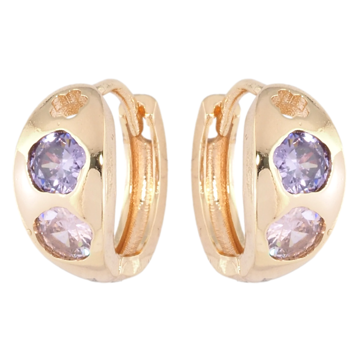 Серьги Xuping M&L Цвет 18K колечки Цветочный узор с розовым и сиреневым кристаллами фото №16