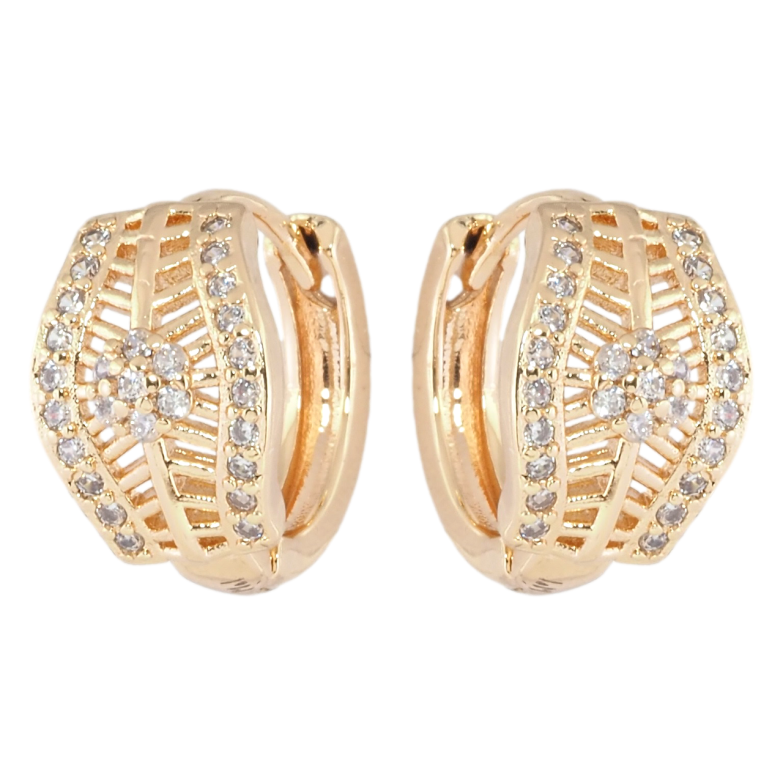 Серьги Xuping M&L Цвет 18K колечки Резной узор с цирконием фото №1