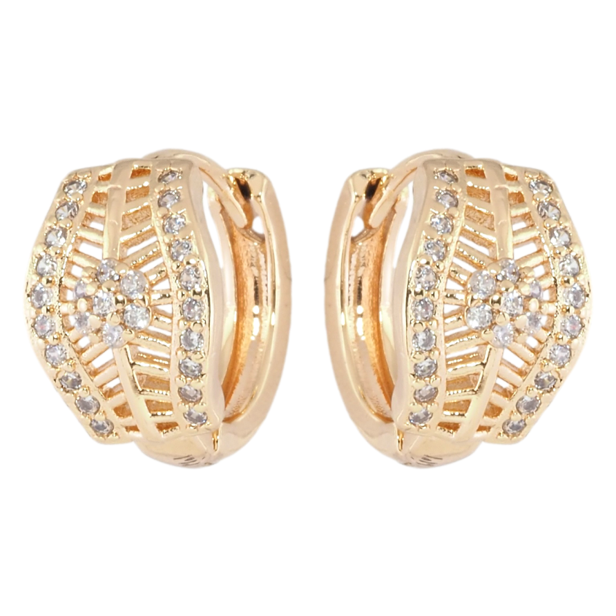 Серьги Xuping M&L Цвет 18K колечки Резной узор с цирконием фото №1