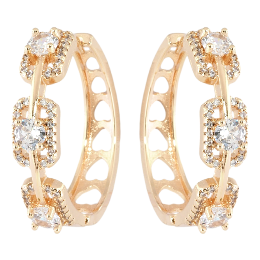 Серьги Xuping M&L Цвет 18K колечки Инкрустация цирконием фото №1