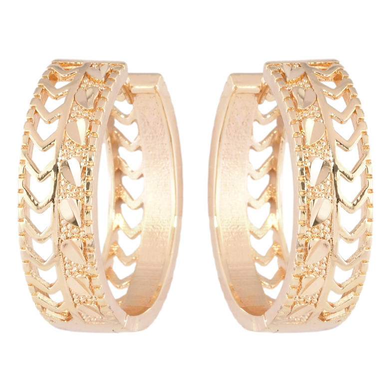 Серьги Xuping M&L Цвет 18K колечки Декоративный резной орнамент фото №6