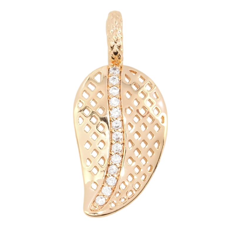 Кулон Xuping M&L Колір 18К Різьблений листочок з цирконієм для ланцюжка до 4мм фото №1