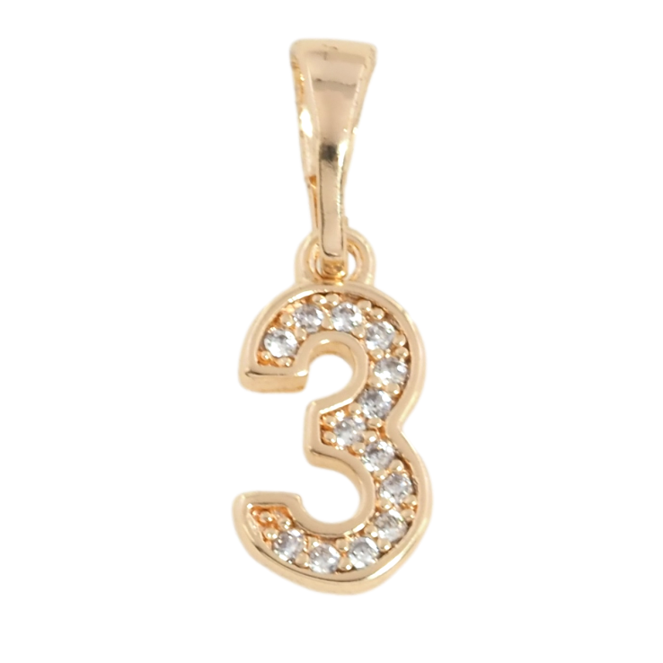 Кулон Xuping M&L Колір 18К Цифра 3 з цирконієм для ланцюжка до 5мм фото №8