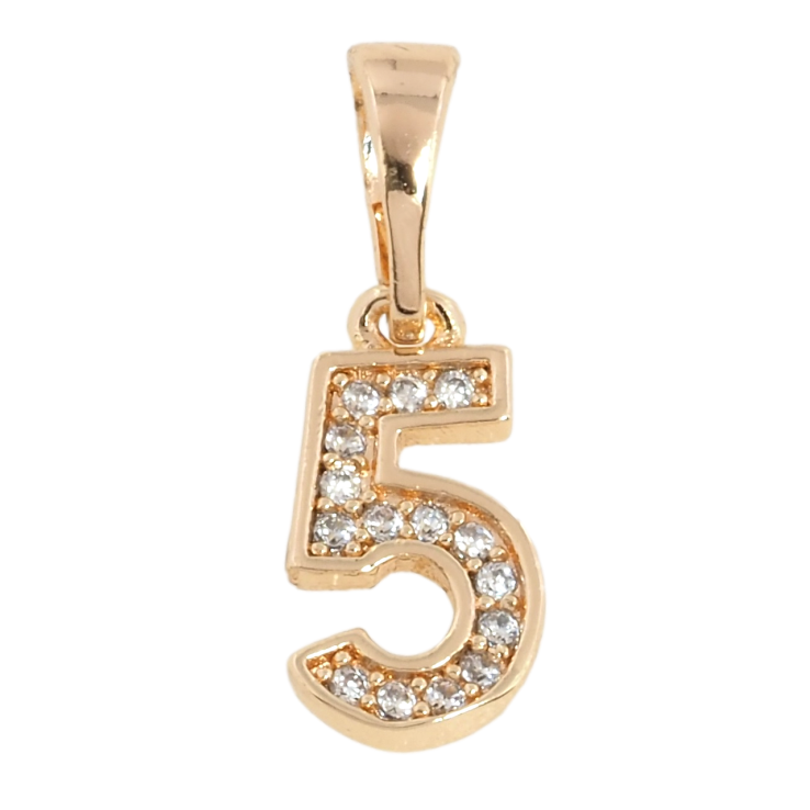Кулон Xuping M&L Колір 18К Цифра 5 з цирконієм для ланцюжка до 5мм фото №6