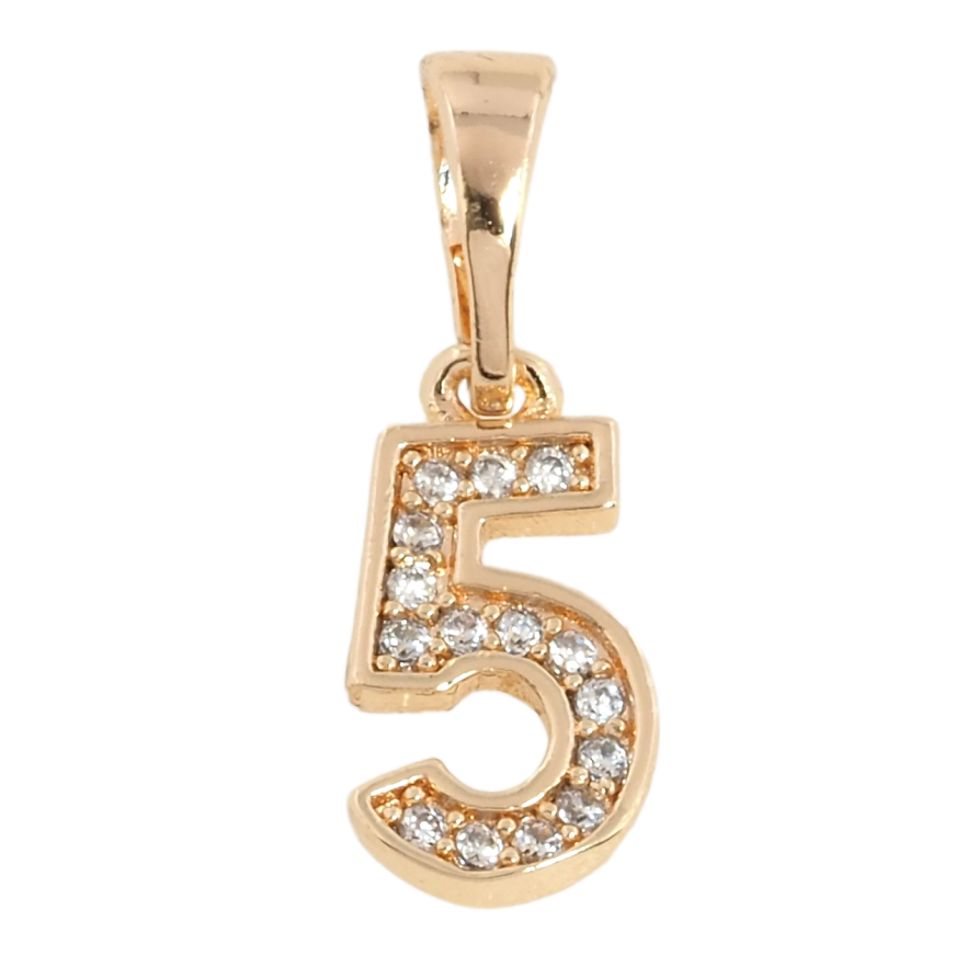 Кулон Xuping M&L Колір 18К Цифра 5 з цирконієм для ланцюжка до 5мм фото №1