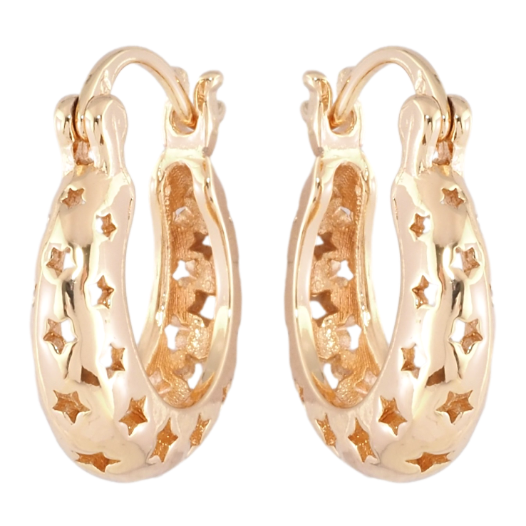 Серьги Xuping M&L Цвет 18K замок-булавка Резной узор звездочки ø 1.7см фото №3