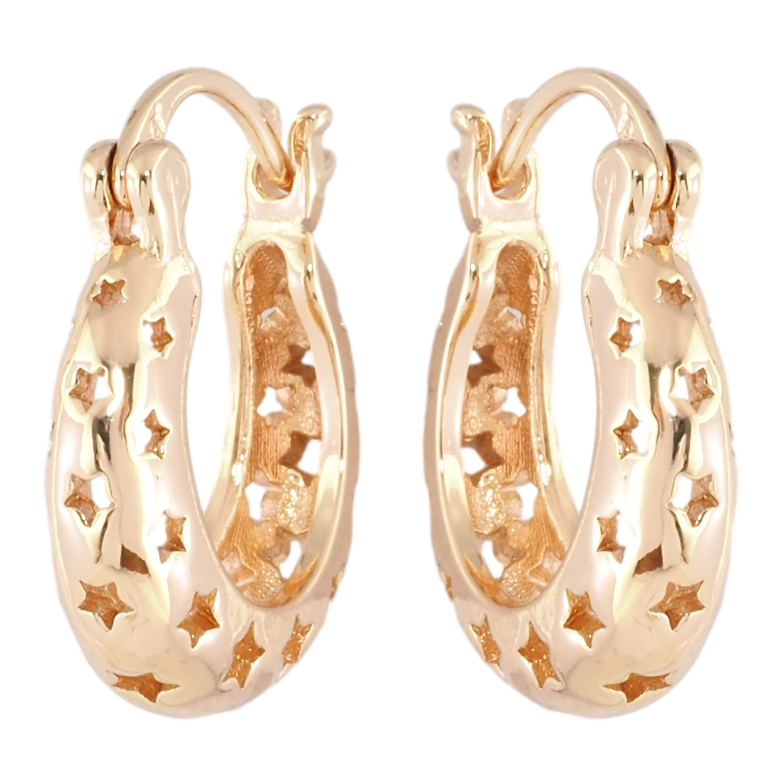 Серьги Xuping M&L Цвет 18K замок-булавка Резной узор звездочки ø 1.7см фото №1