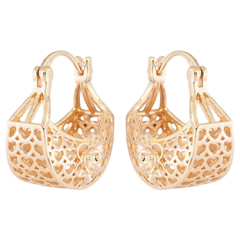 Сережки Xuping M&L Колір 18K замок-шпилька Кошики з різьбленим візерунком сердечка та квіточками фото №5