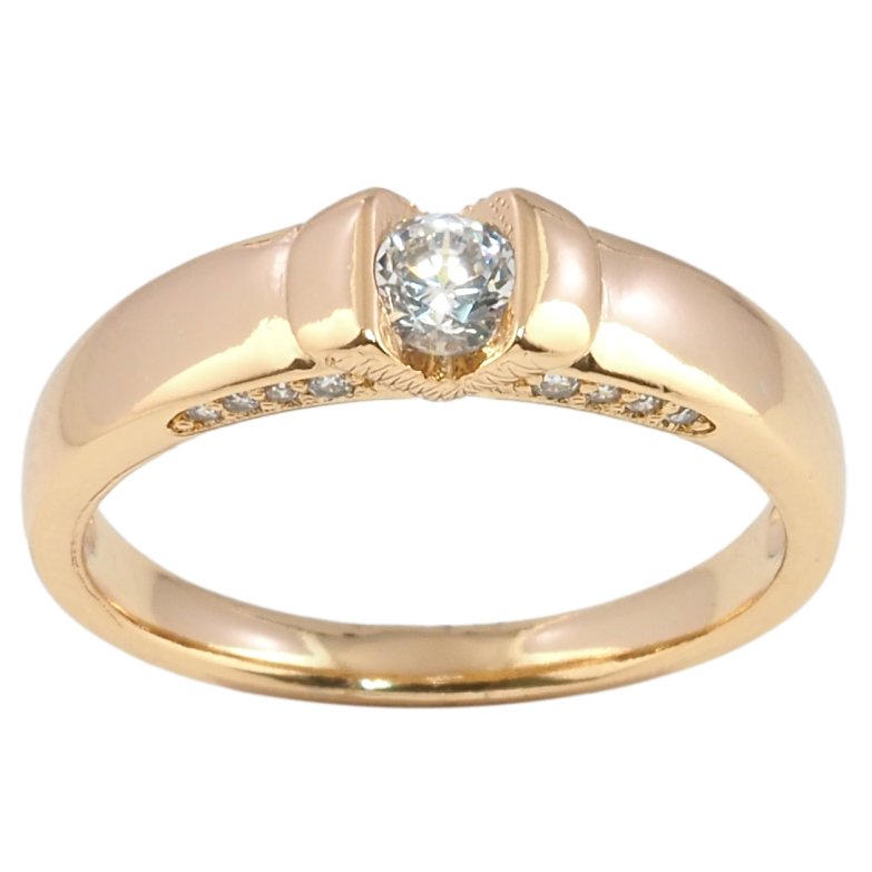 Кольцо Xuping Позолота 18K Вставка фианит фото №3