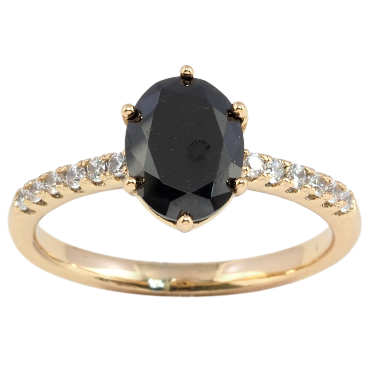 Кольцо Xuping Позолота 18K Черный фианит на дорожке циркония фото №8