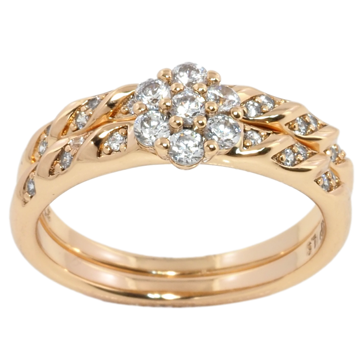 Кольцо Xuping Позолота 18K Двойное кольцо с узором цирконием фото №18