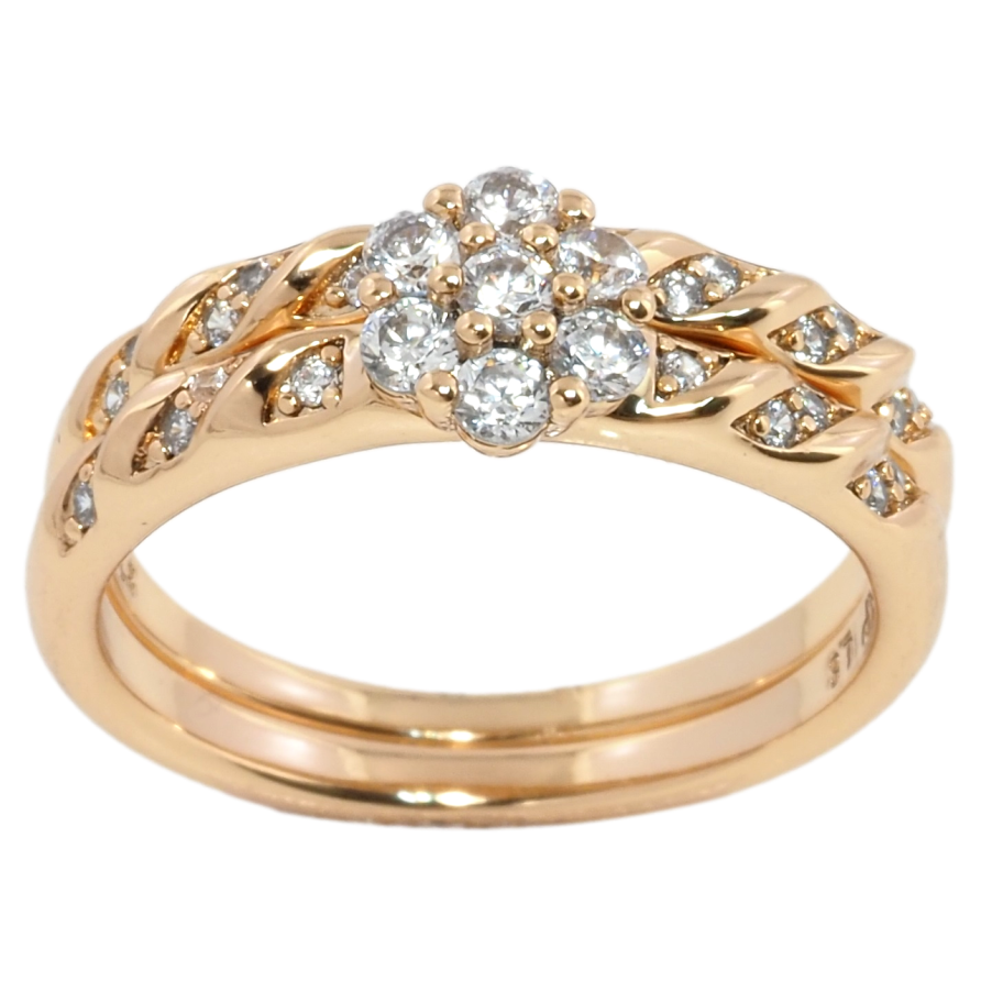 Кольцо Xuping Позолота 18K Двойное кольцо с узором цирконием фото №1