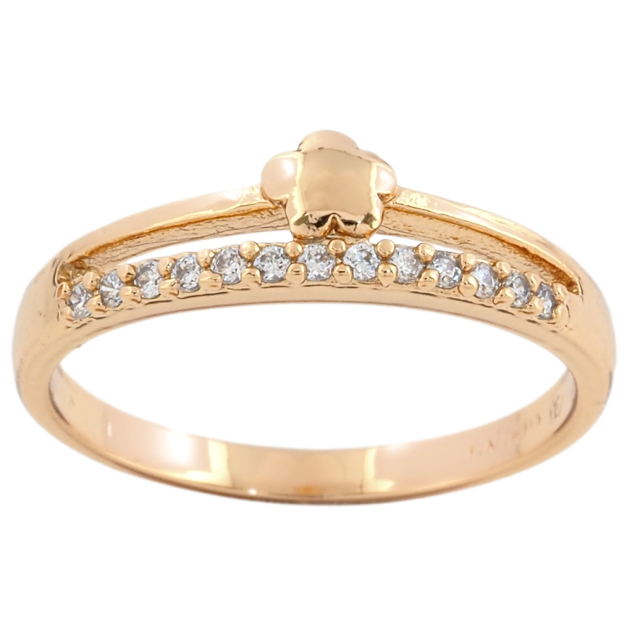 Кольцо Xuping Позолота 18K Цветочек с дорожкой циркония фото №1