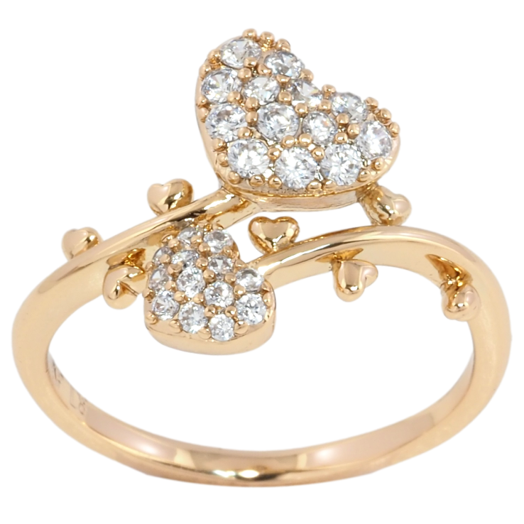 Кольцо Xuping Позолота 18K Сердечки с цирконием фото №5