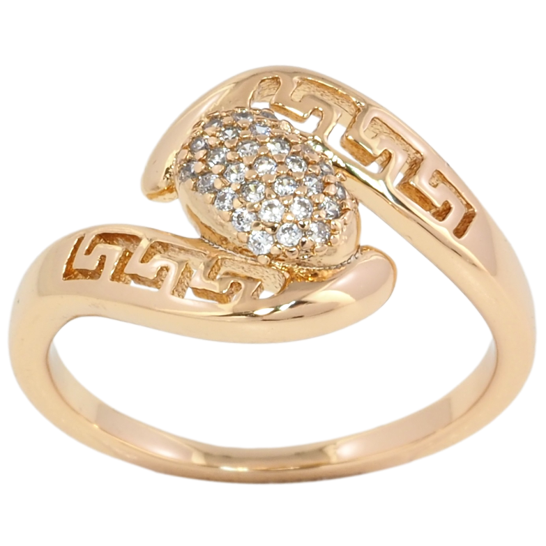 Каблучка Xuping Позолота 18K Інкрустація цирконієм і грецький візерунок фото №1