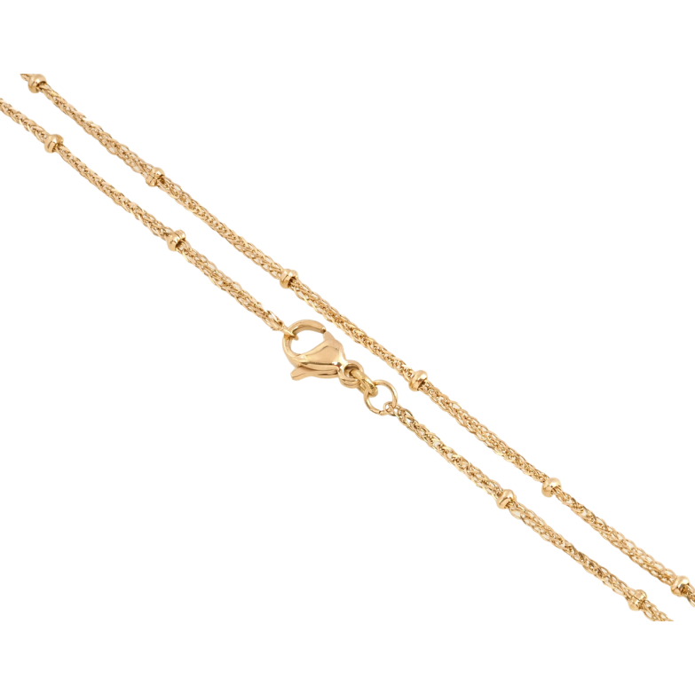 Ланцюжок Xuping ТТМ Stainless Steel колір 18K Плетіння Колос з намистинами довжина 45см х 1мм фото №1