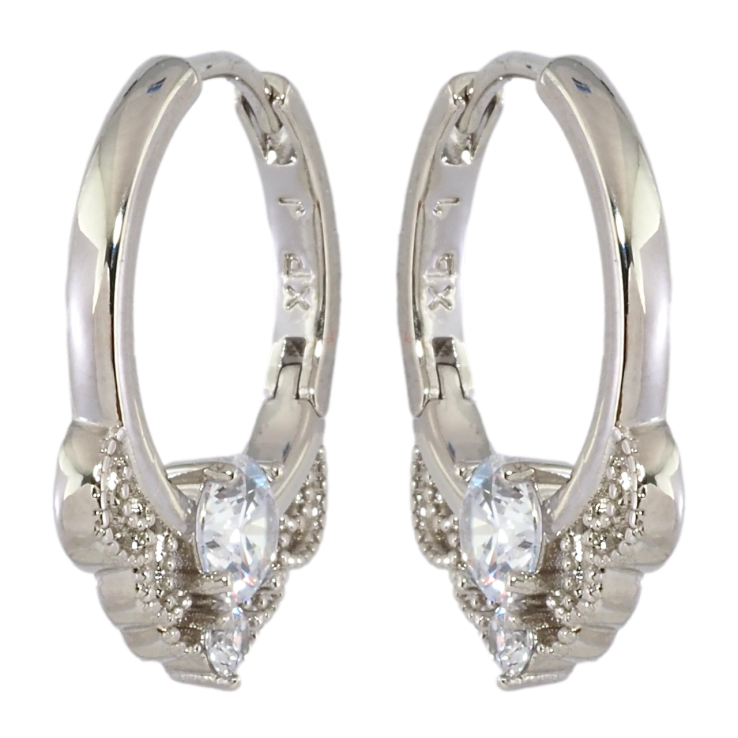 Серьги Xuping Родий колечки Боковой узор с цирконием фото №17