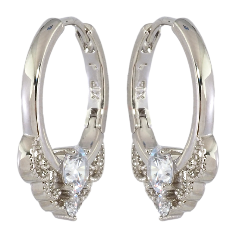 Серьги Xuping Родий колечки Боковой узор с цирконием фото №1