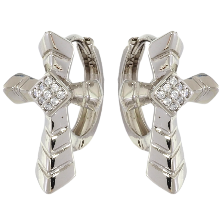 Серьги Xuping Родий колечки Крестики с цирконием фото №7