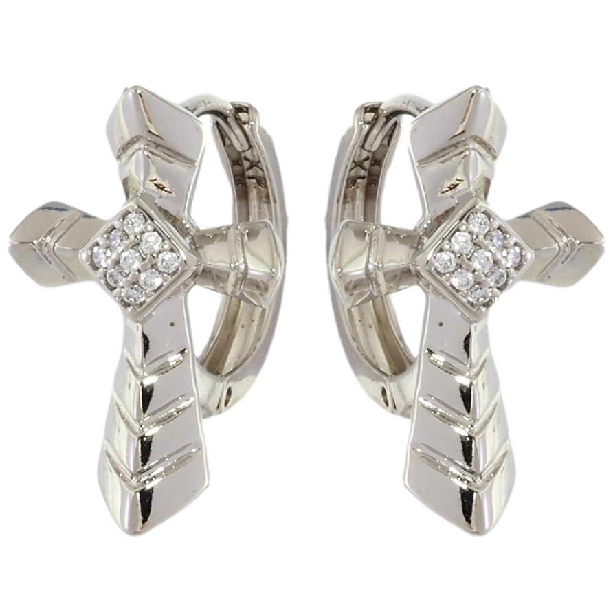 Серьги Xuping Родий колечки Крестики с цирконием фото №1